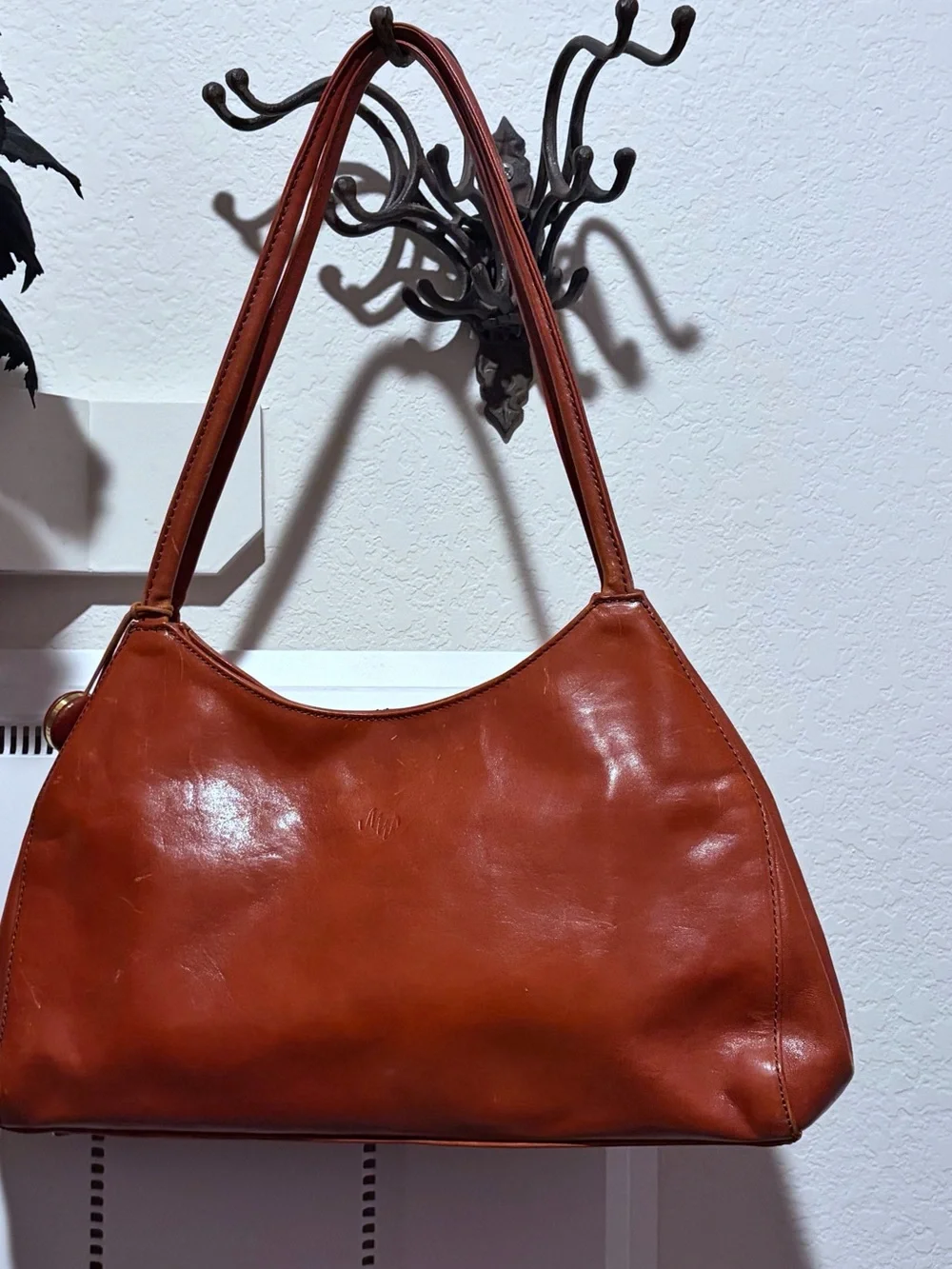 Vintage Monsac Whiskey Leather Baguette Shoulder Bag - Picture 4 of 8